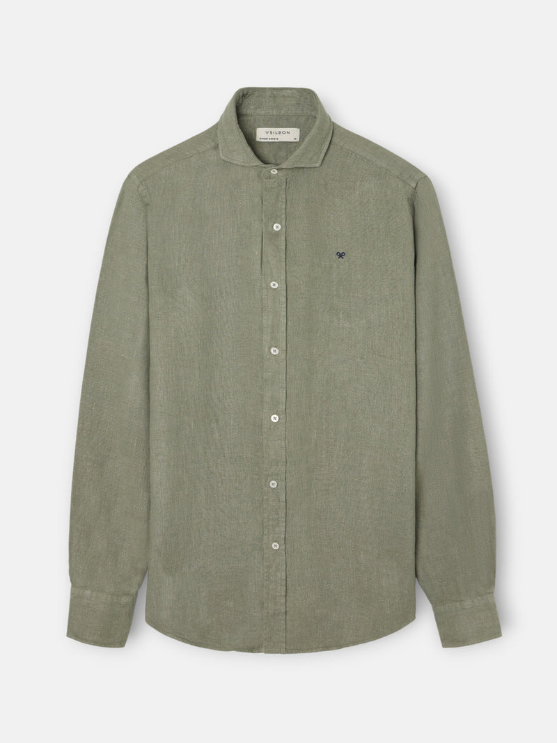 Camisa sport warm linen verde