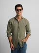 Green warm linen sport shirt