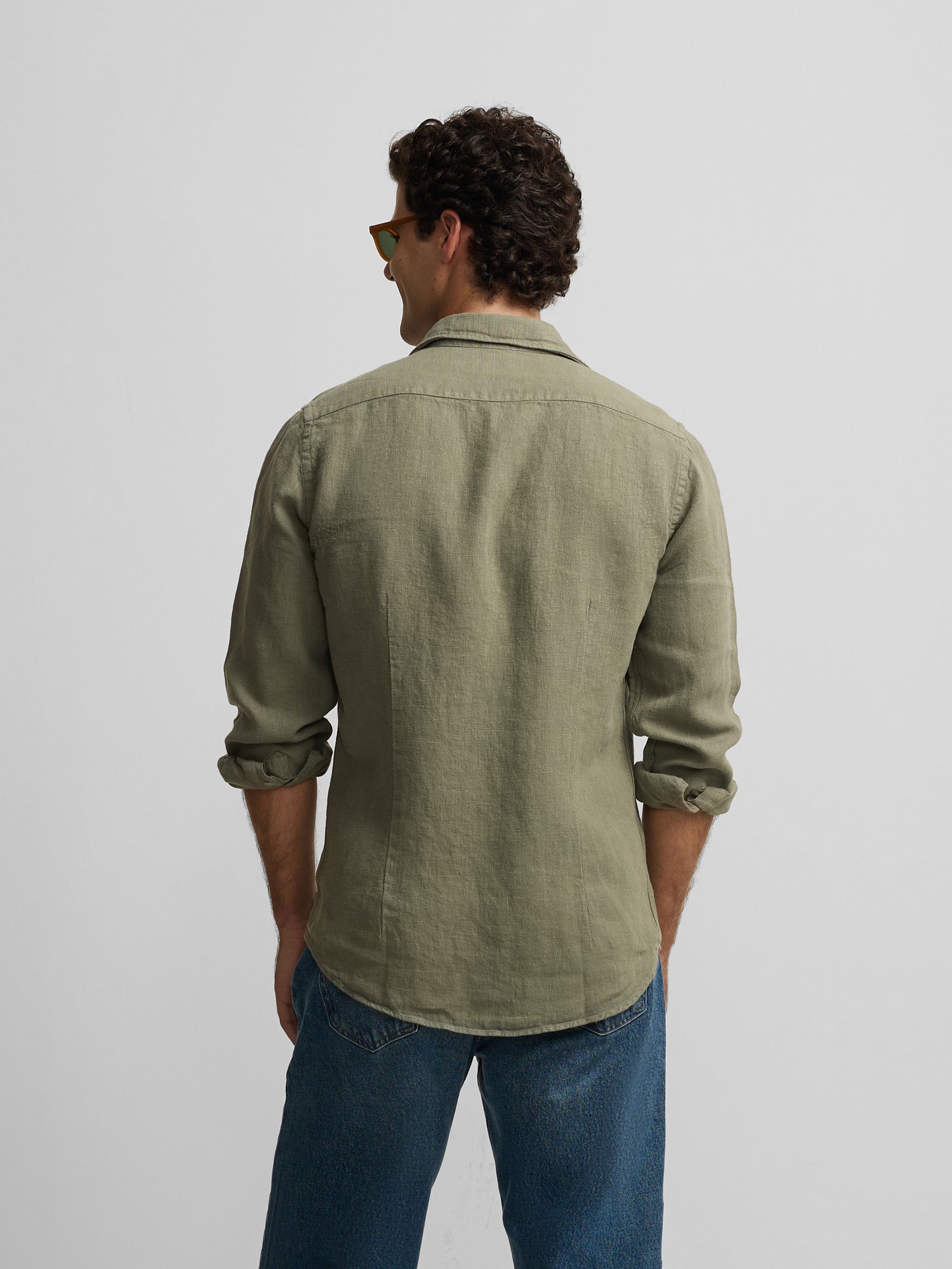 Green warm linen sport shirt