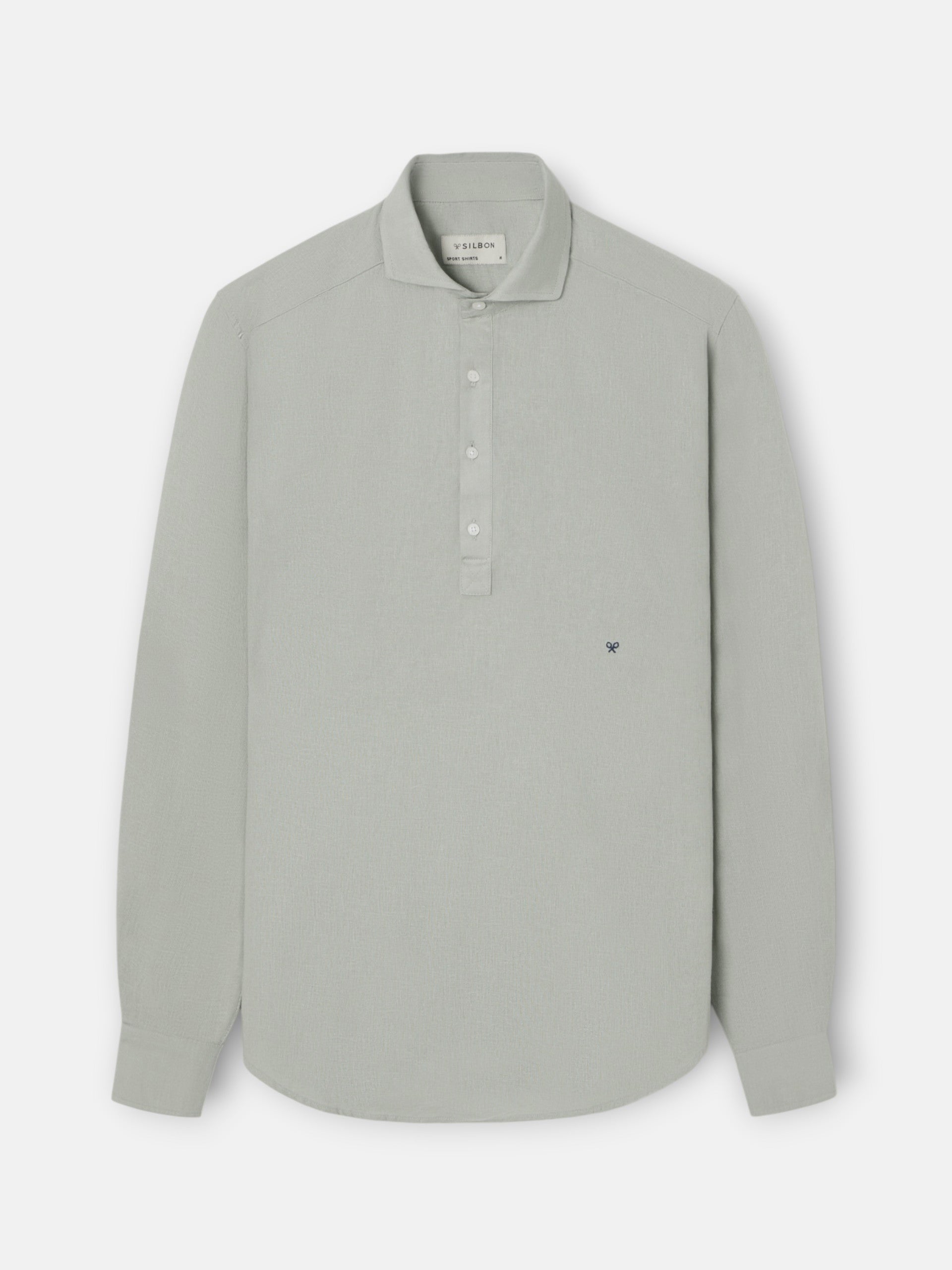 Camisa desportiva de linho verde médio