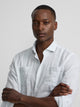 Green striped linen sport guayabera