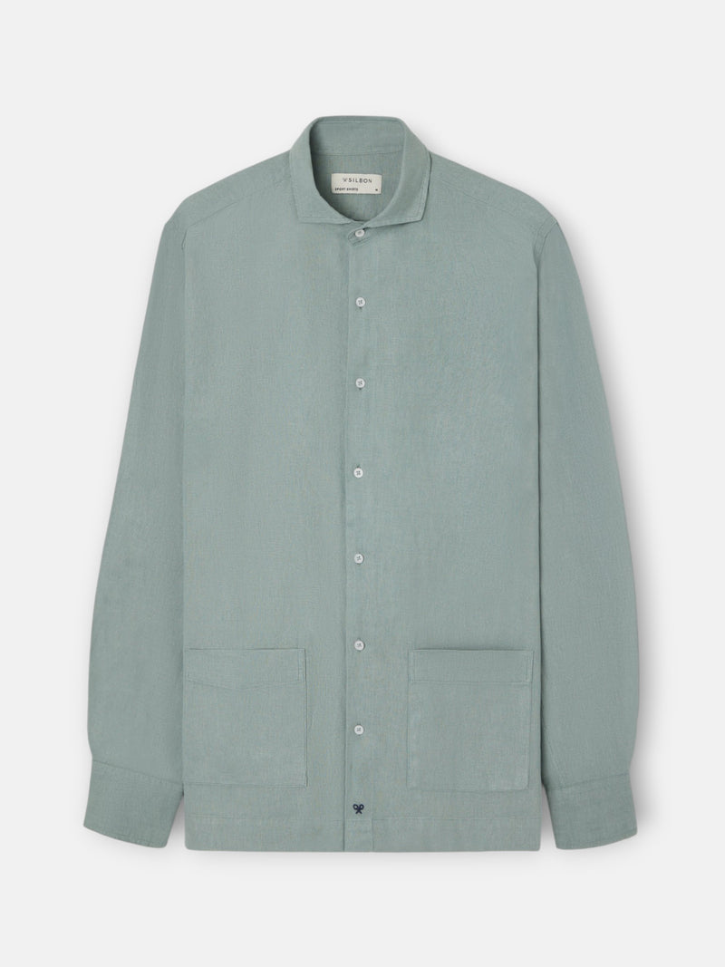Camisa sport bolsos verde médio