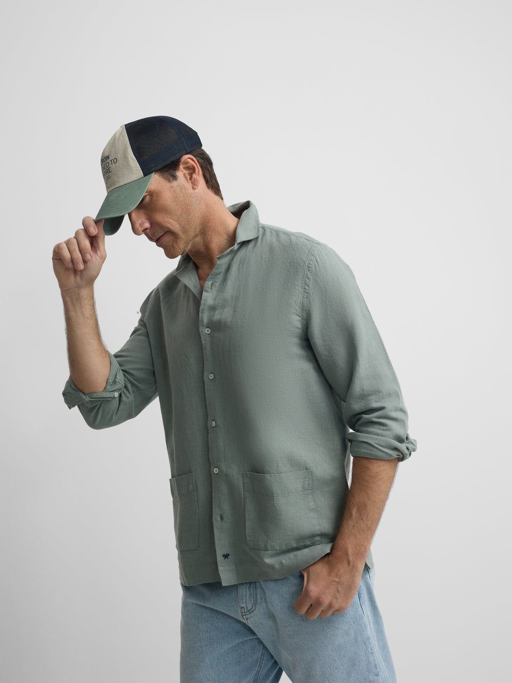 chemise de sport vert moyen à poches