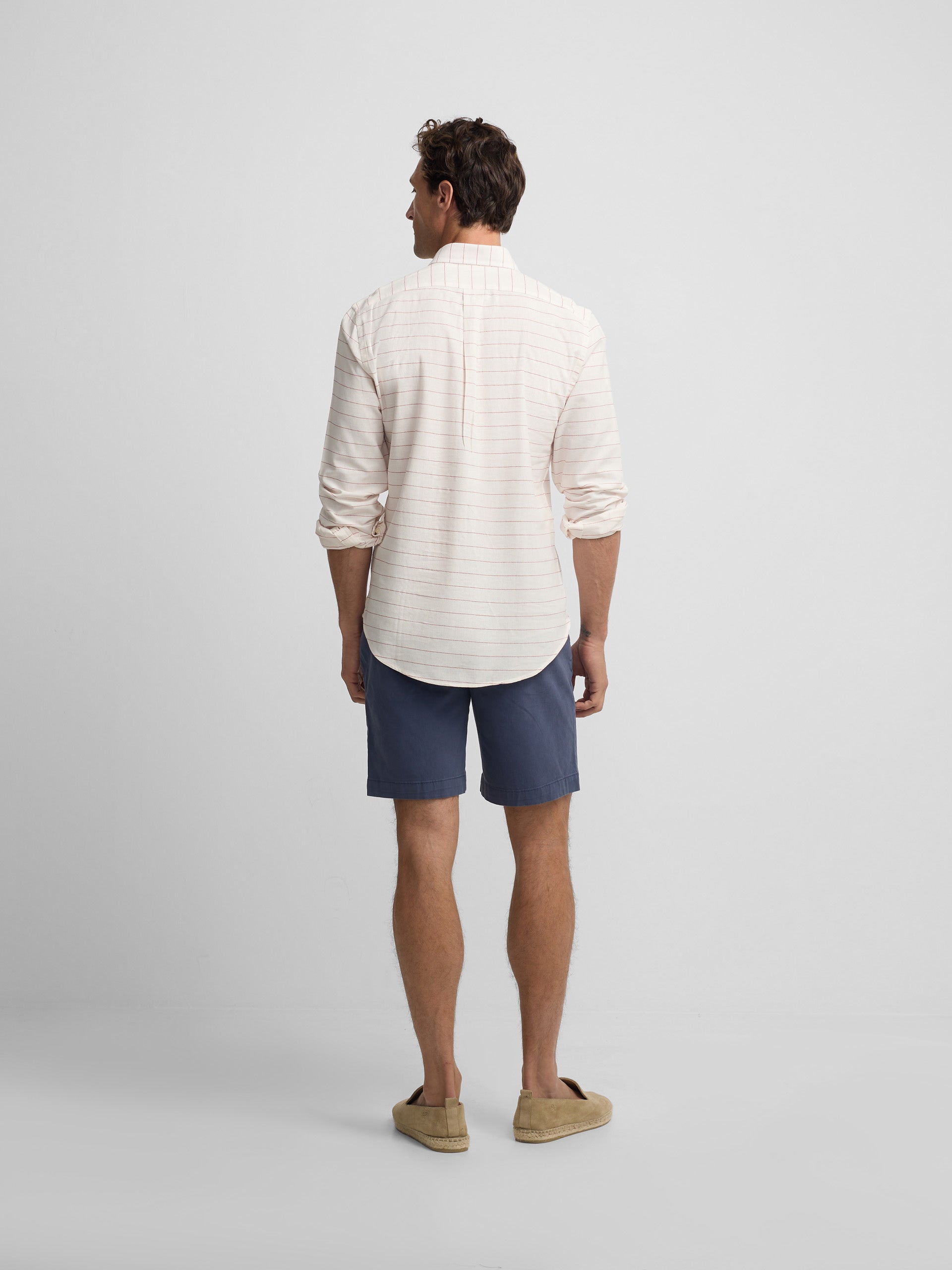 Camisola desportiva de linho às riscas larga coral