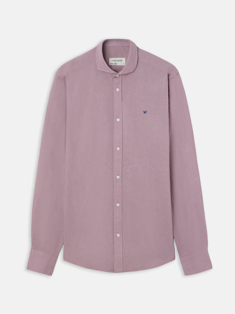 Chemise sport en lin bordeaux