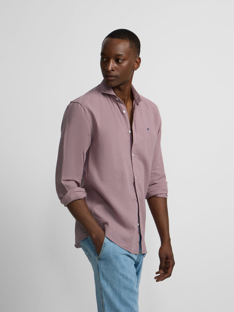 Chemise sport en lin bordeaux