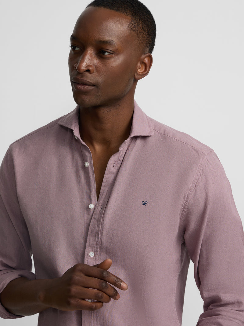 Chemise sport en lin bordeaux
