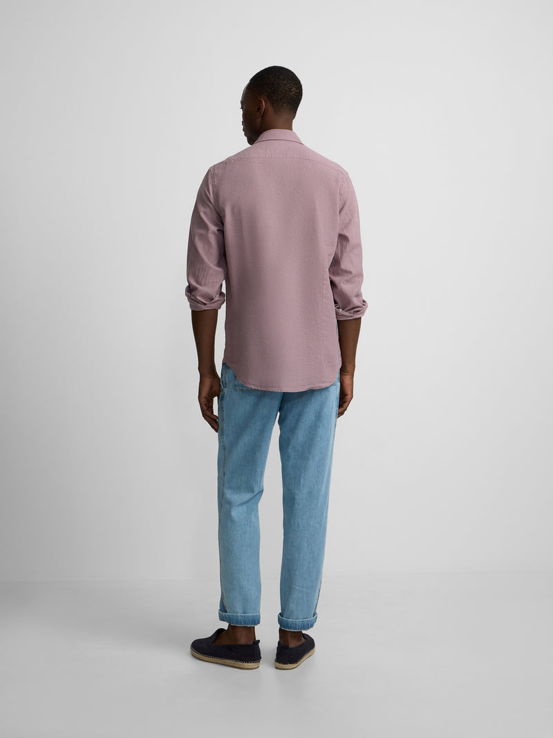 Chemise sport en lin bordeaux