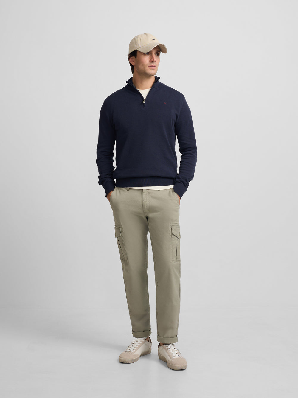 Jersey liso media cremallera azul marino