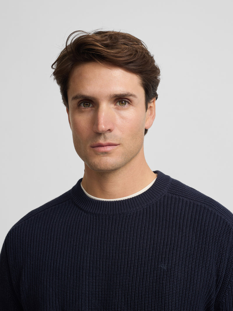 Navy blue structured sweater