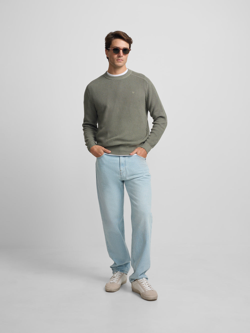 Green grey structured jersey