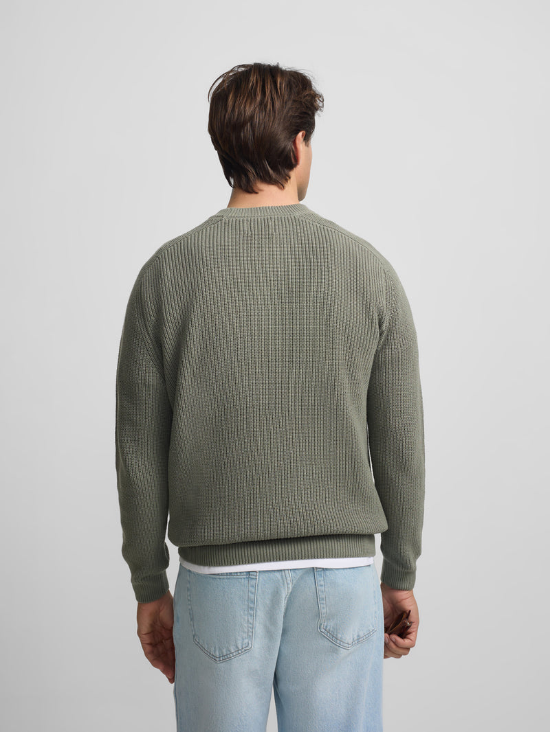 Pull à structure vert gris