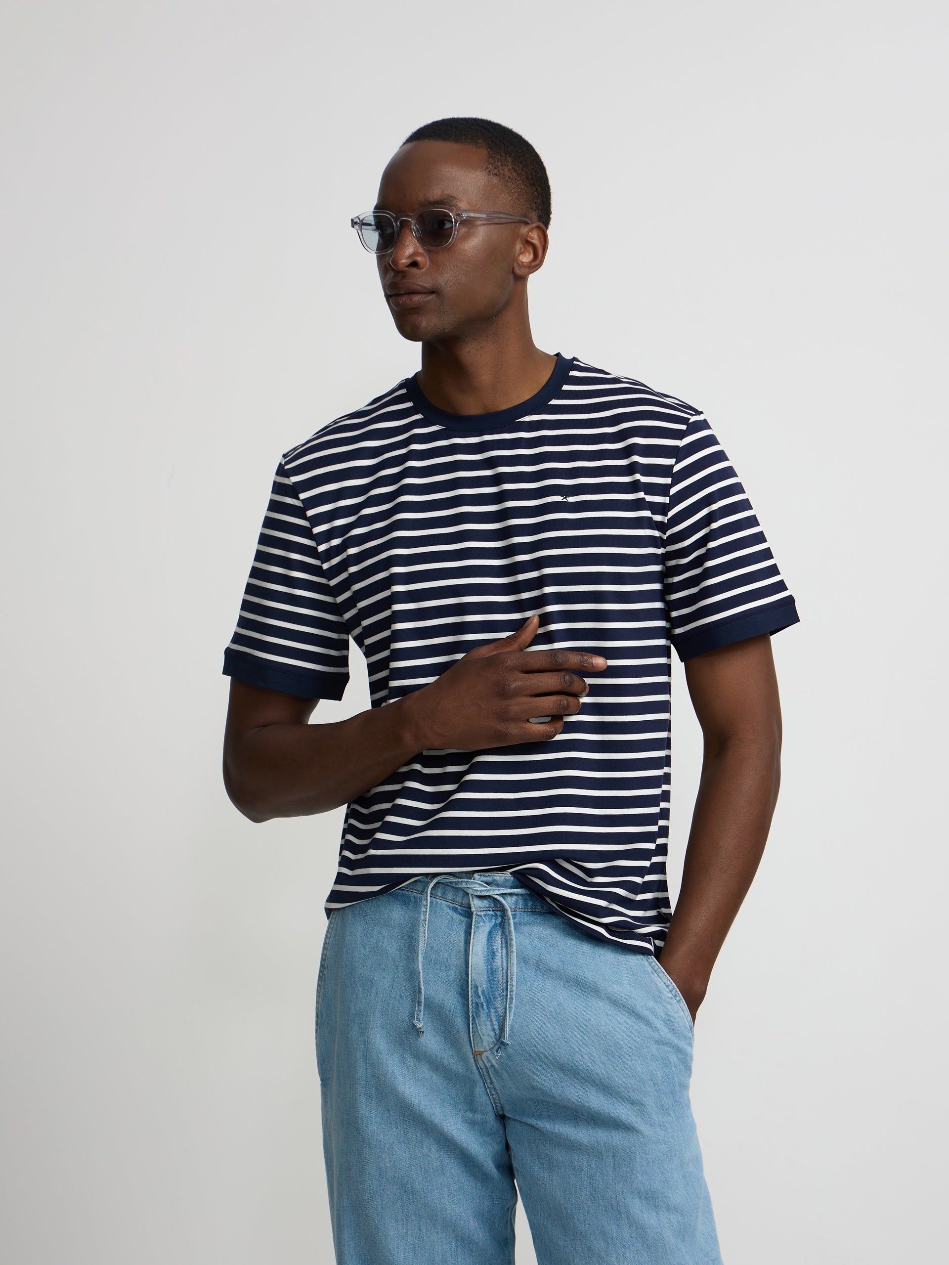 Pantalon jogger en denim bleu clair