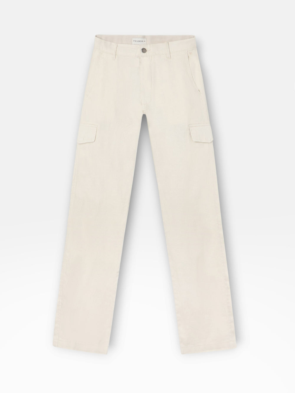 Pantalon cargo sport en lin couleur pierre