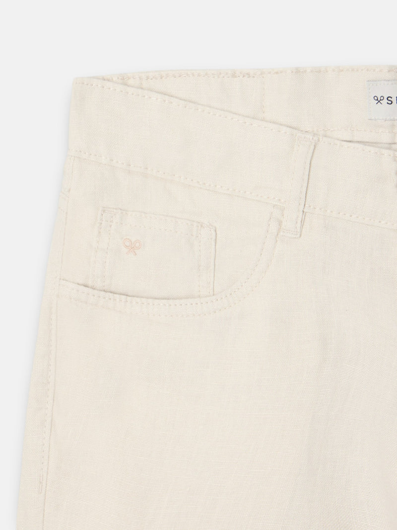 Pantalon sport cinco bolsillos lino piedra