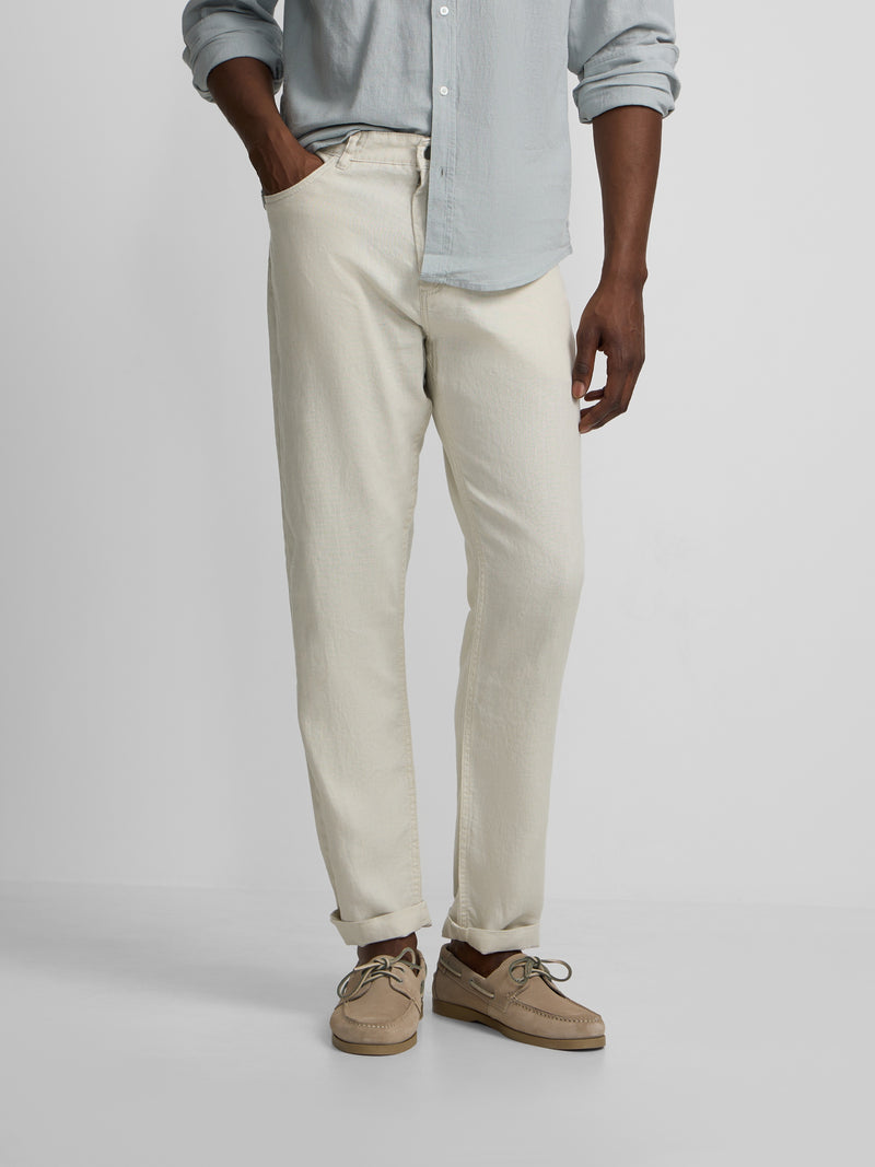 Pantalon sport cinco bolsillos lino piedra
