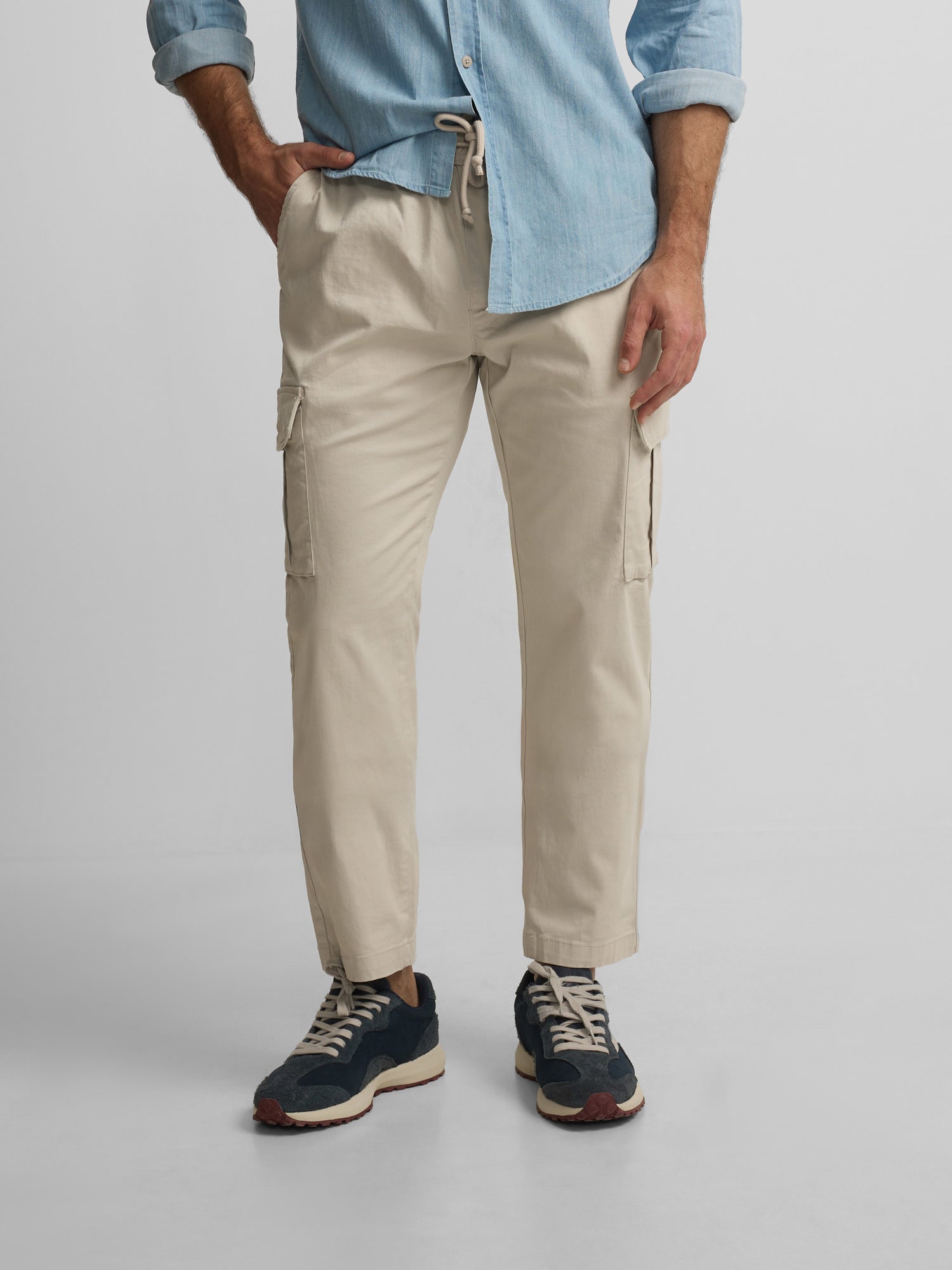 Beige cargo jogger sport pants