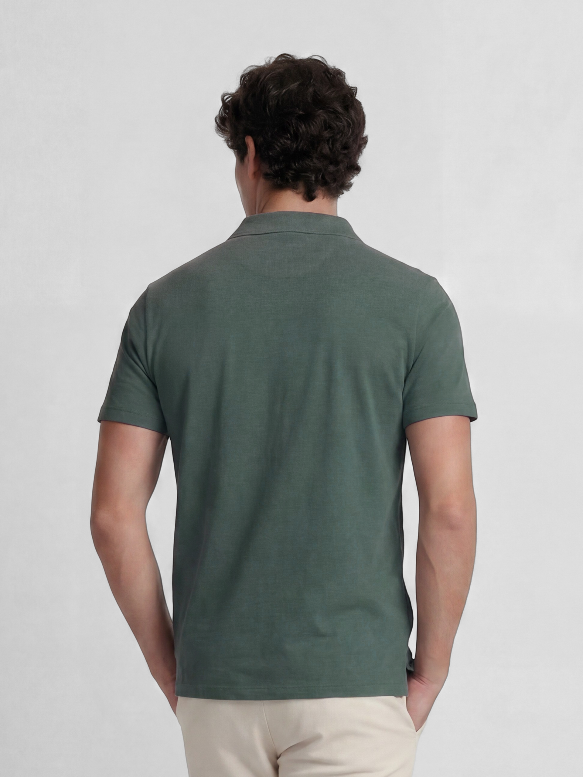 Green linen polo