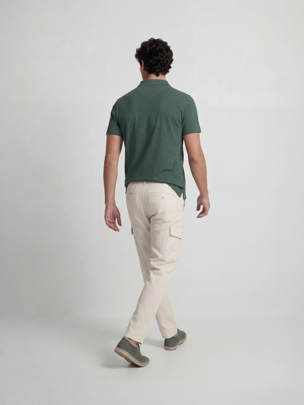Green linen polo