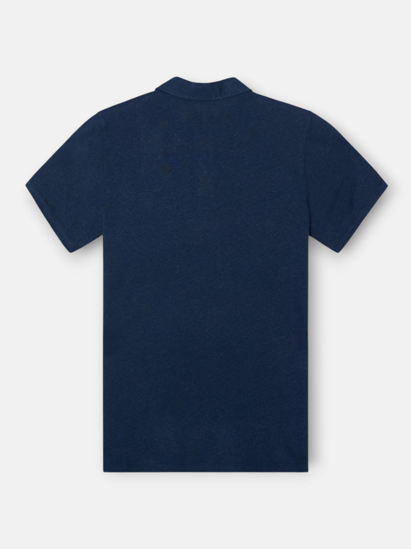 Polo de linho azul-marinho