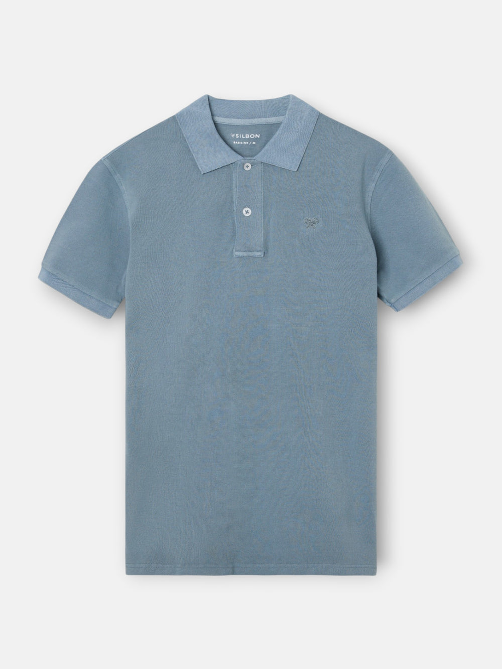 Polo classique teint en pièce bleu moyen