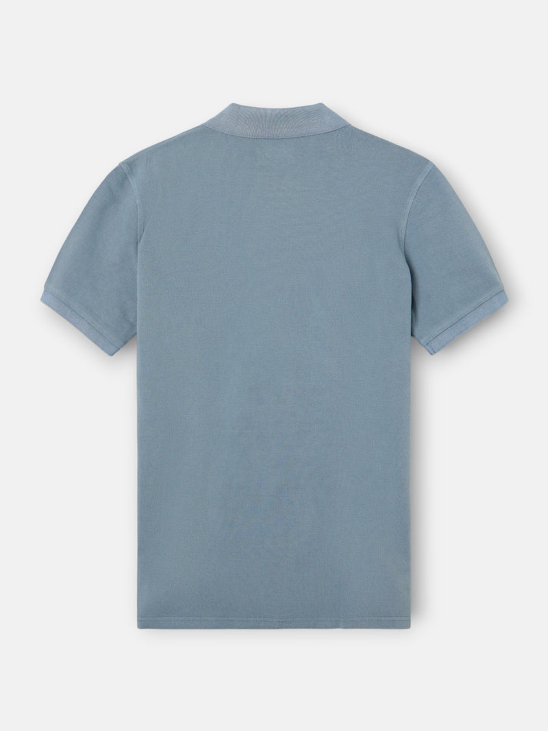 Polo clássico garment dye azul médio
