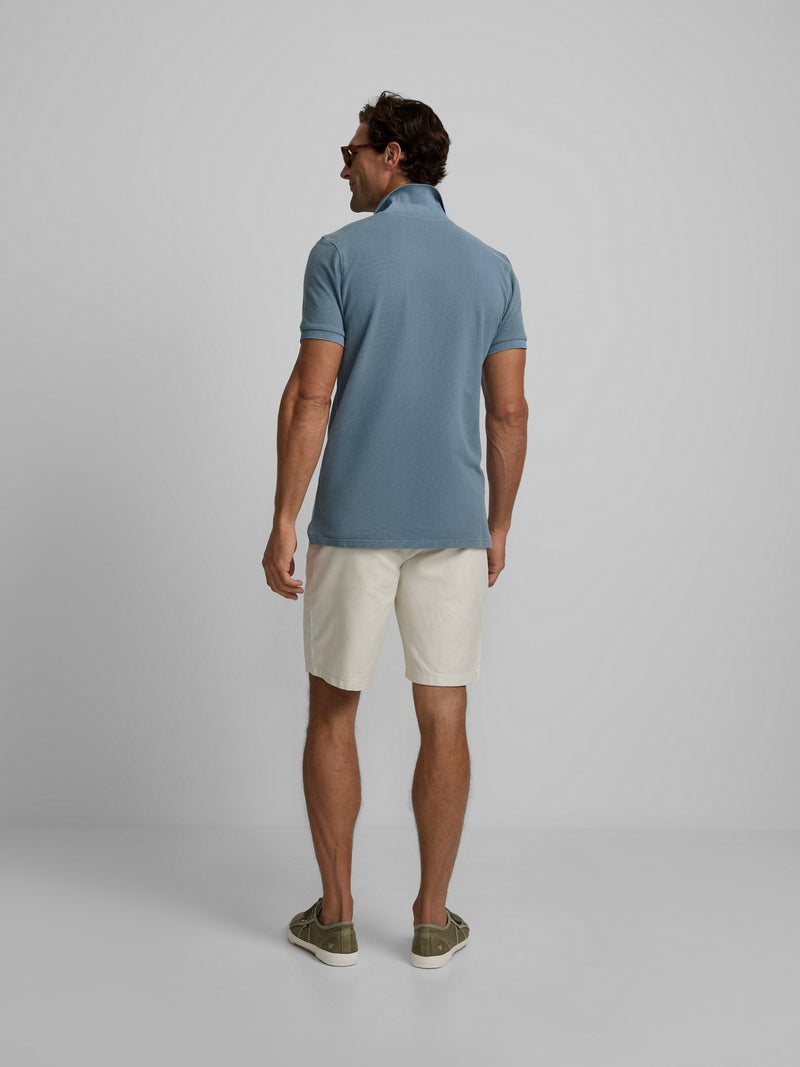 Polo clássico garment dye azul médio