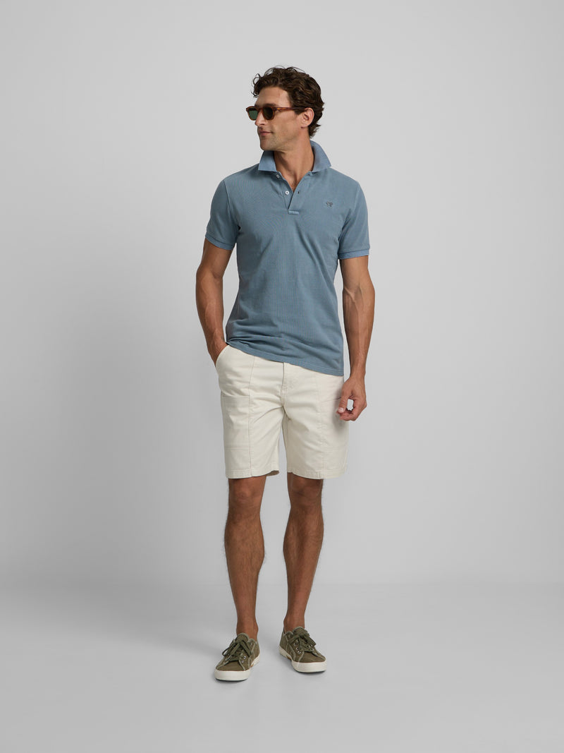 Polo clássico garment dye azul médio
