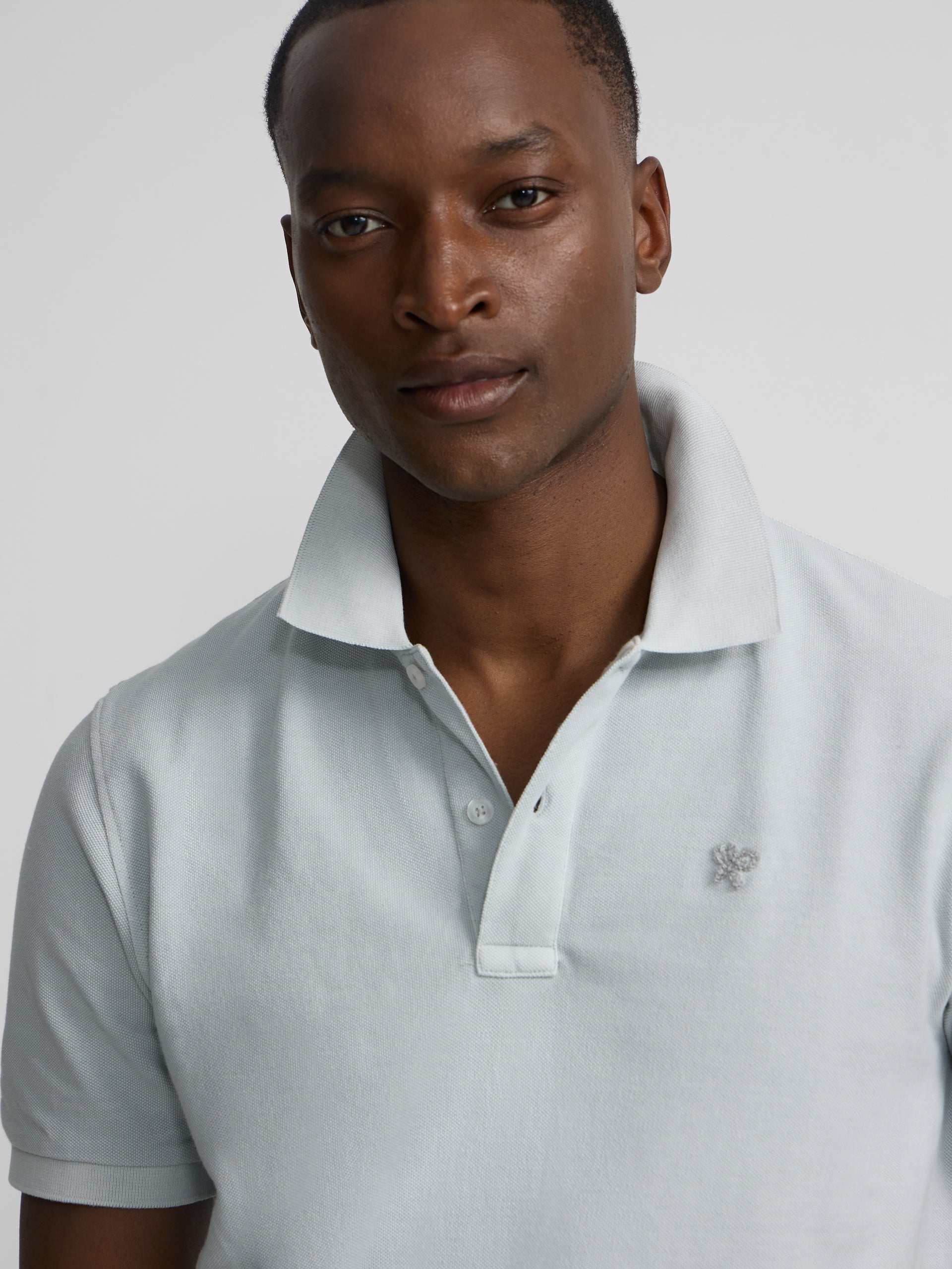 Polo classique garment dye bleu clair