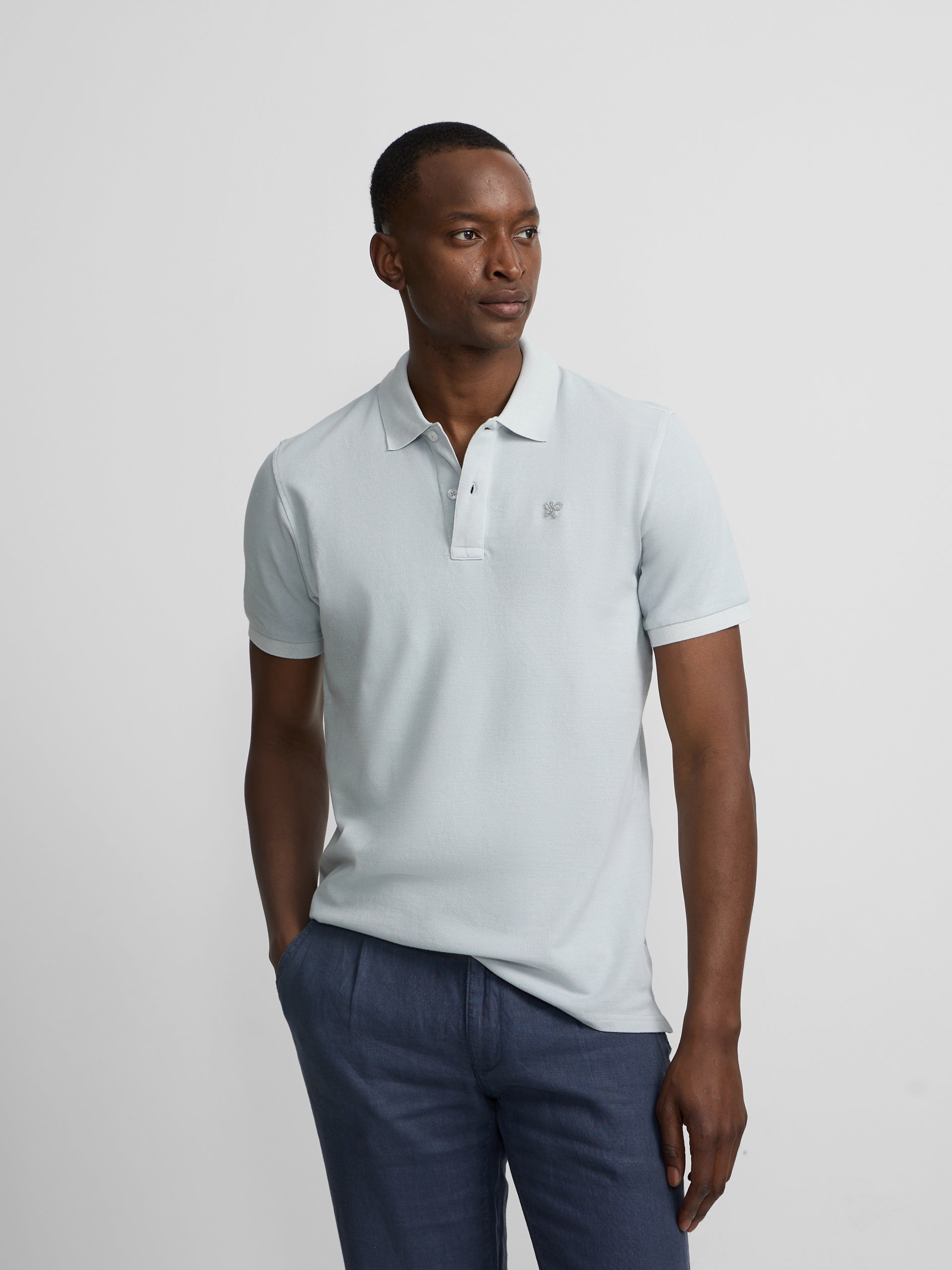 Polo classique garment dye bleu clair