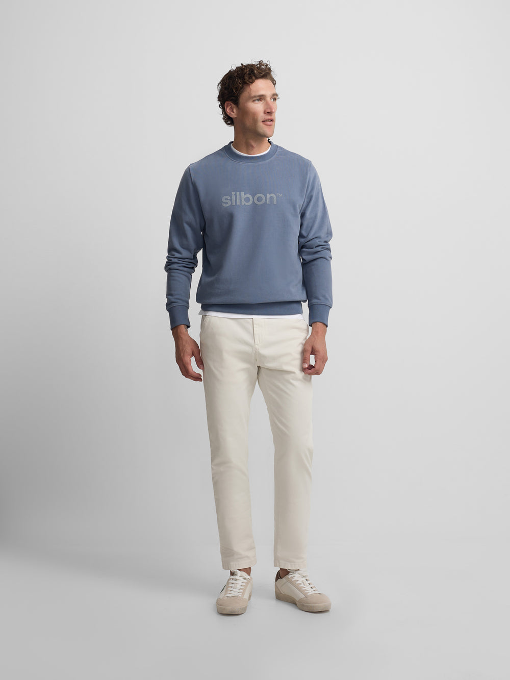 Silbon flock sweatshirt indigo blue