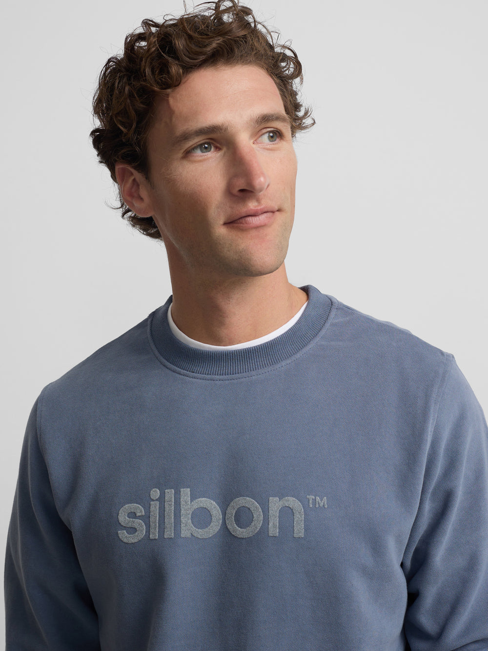 Silbon flock sweatshirt indigo blue