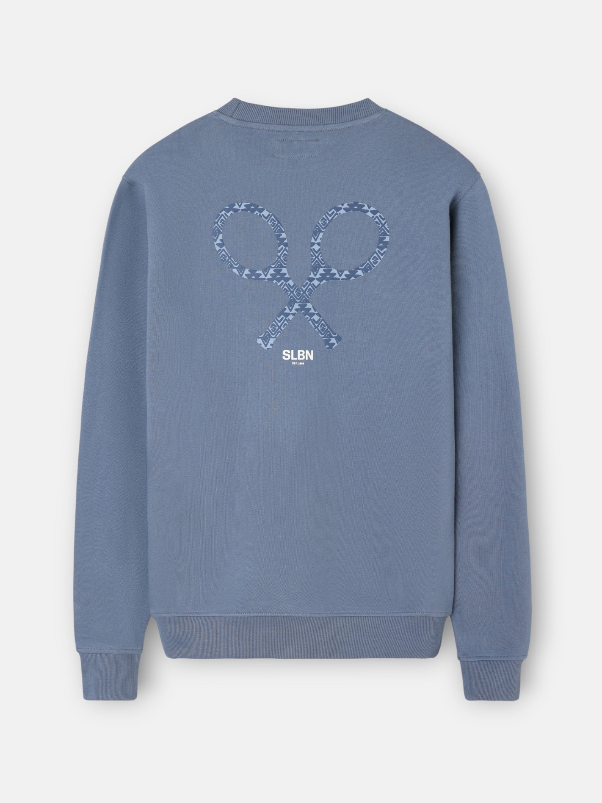 Sweat-shirt ethnique bleu indigo à motif raquette
