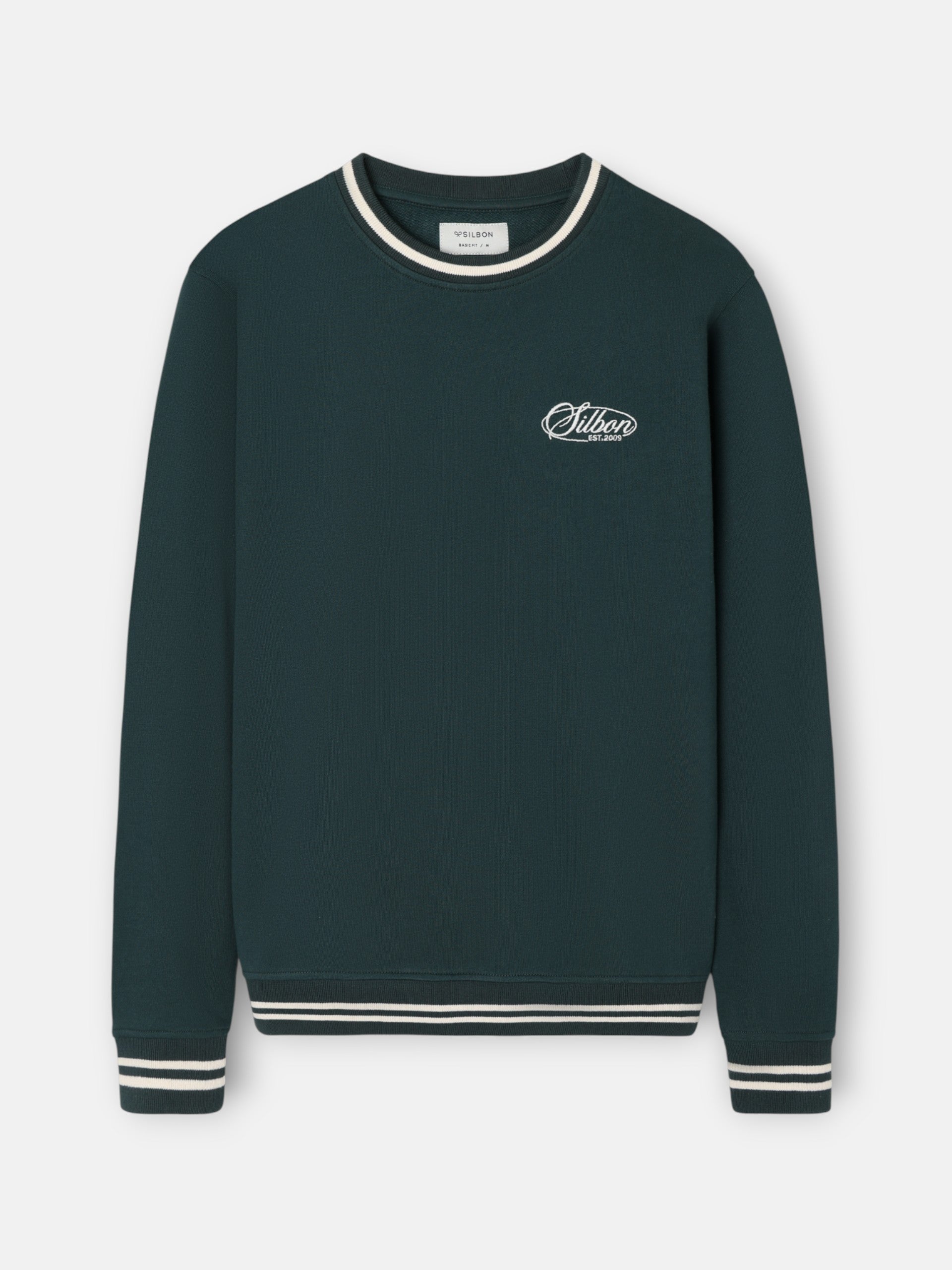 Sweat-shirt côtelé rétro vert foncé