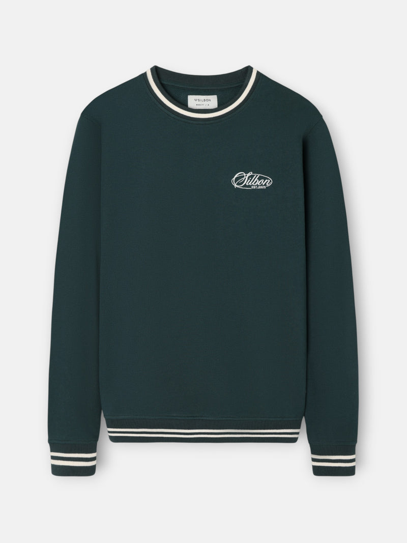 Retro dark green ribbed sweatshirt