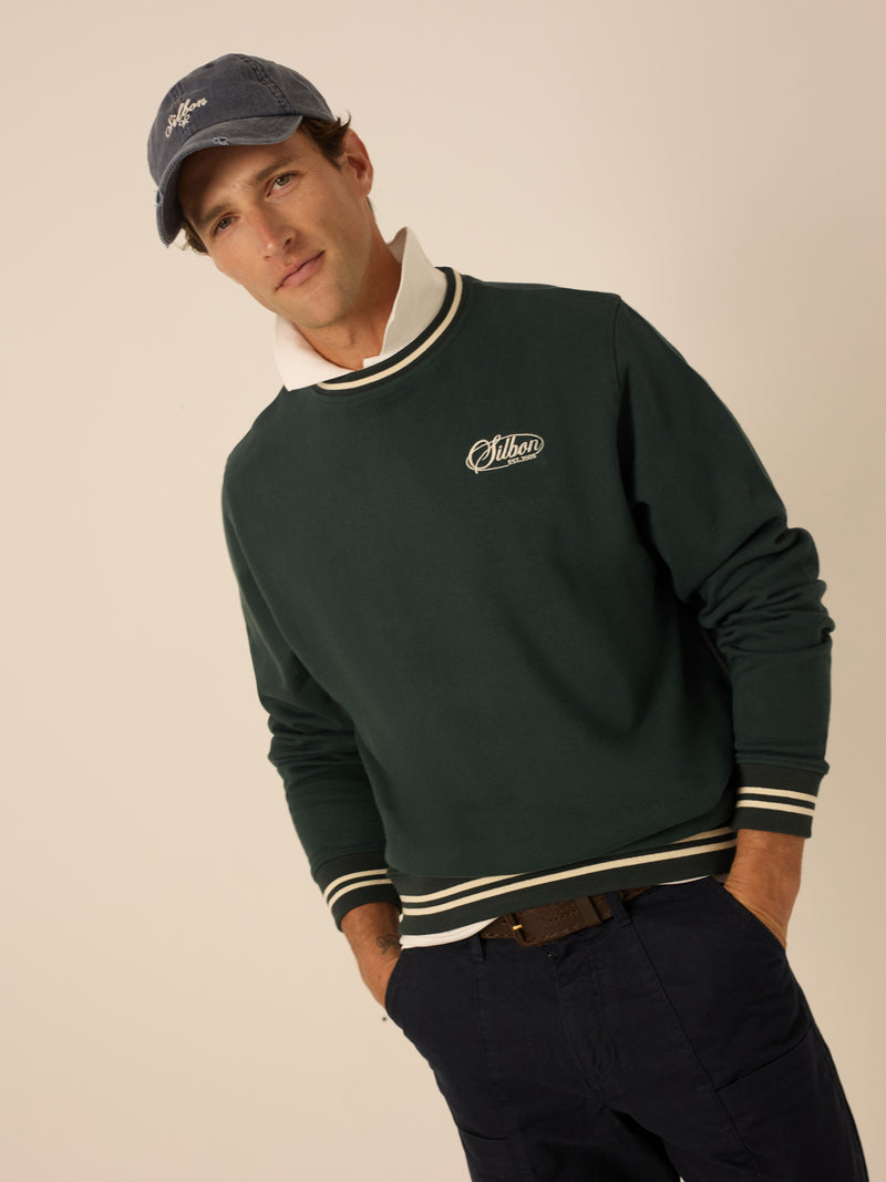 Retro dark green ribbed sweatshirt