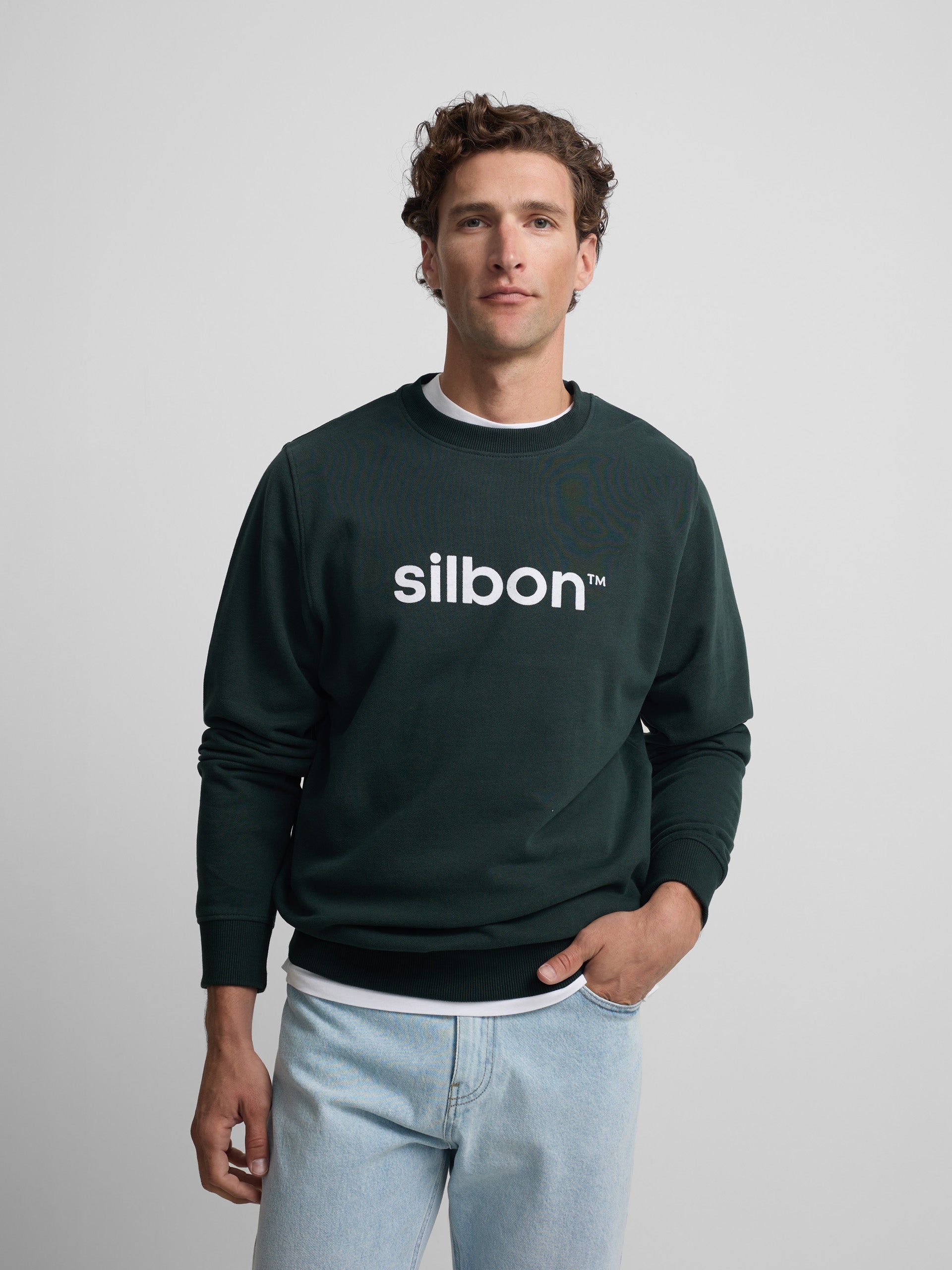 Sweatshirt Silbon flock verde escuro