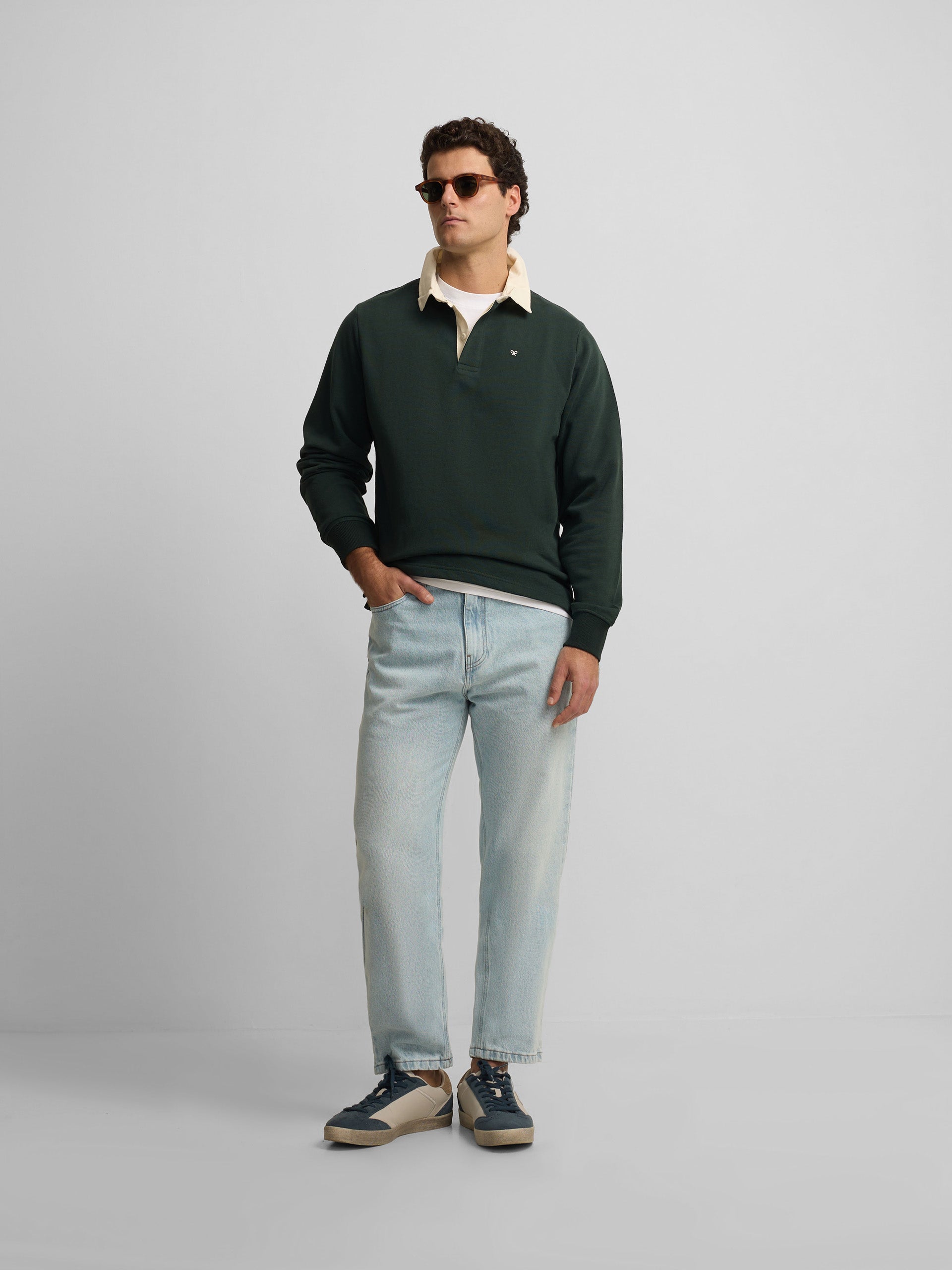 basic dark green polo neck sweatshirt
