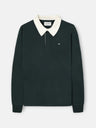 Sweatshirt básica de gola polo verde escuro