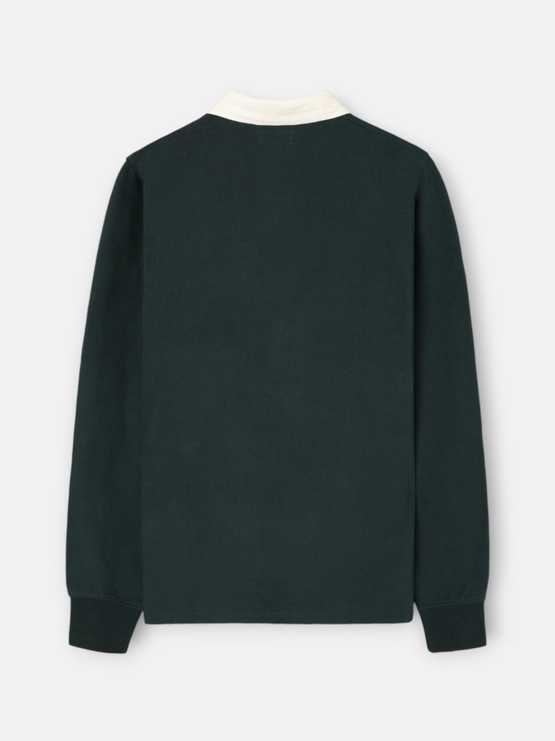 Sweatshirt básica de gola polo verde escuro