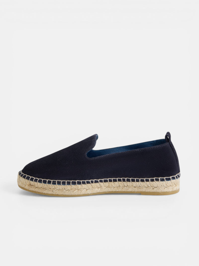 Navy blue suede unique espadrille