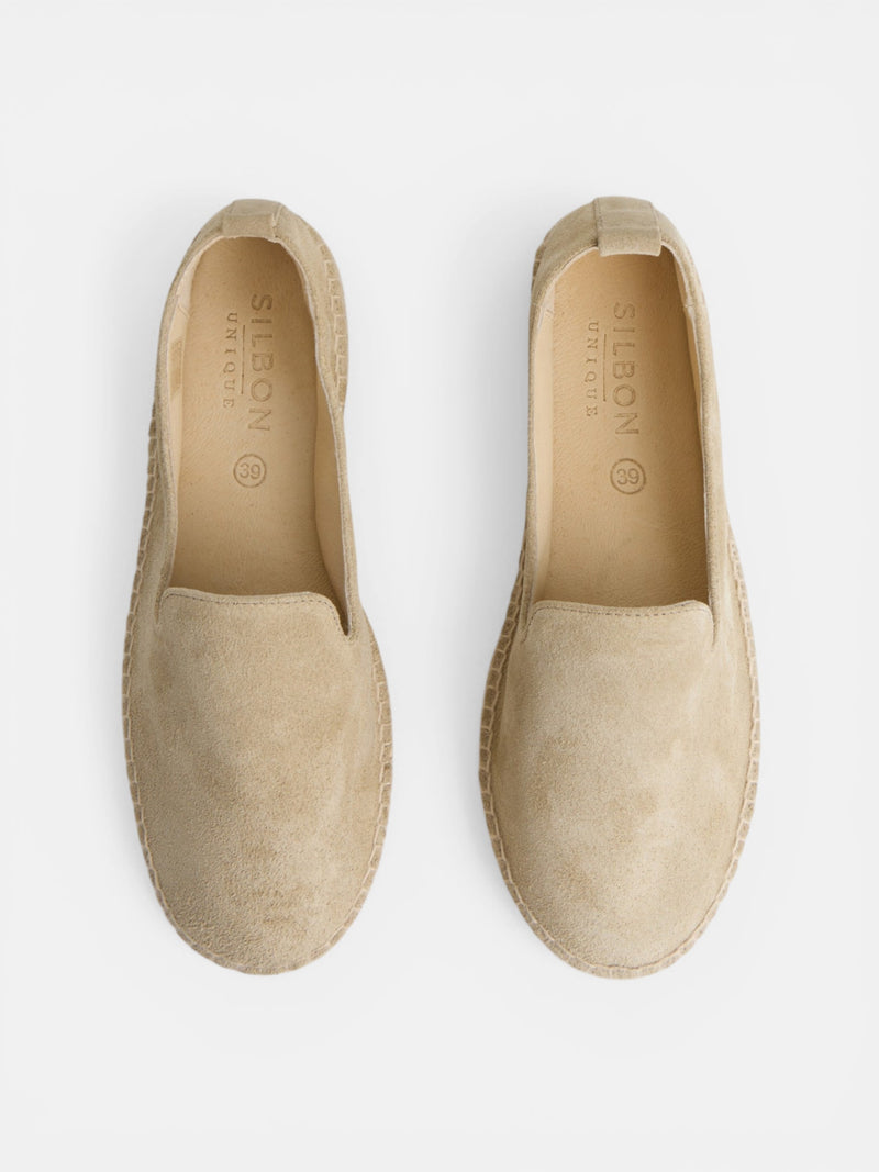 Espadrille unique en daim beige