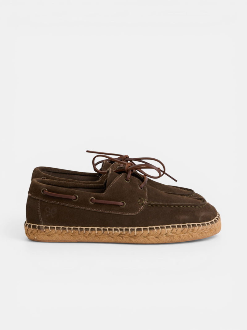 Espadrille couverte nautique en cuir marron