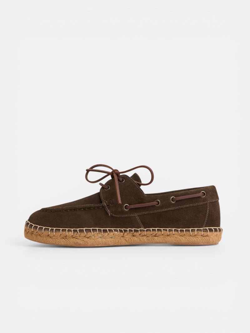 Espadrille couverte nautique en cuir marron