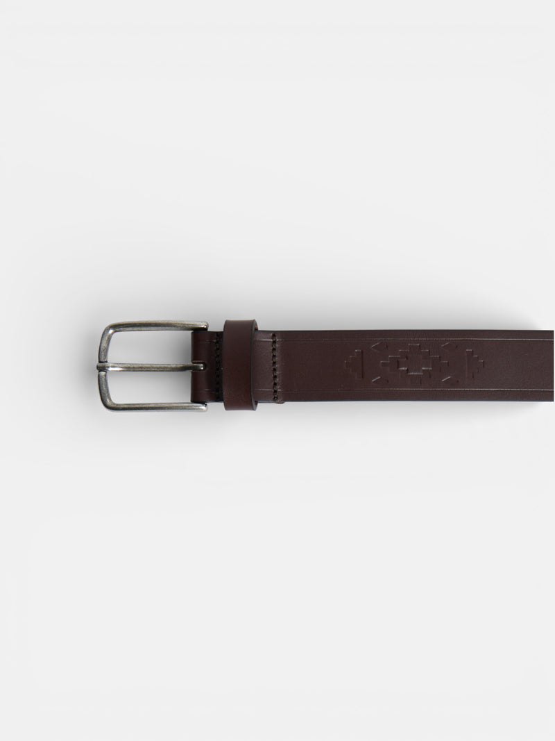 Leather belt with ethnic engravings