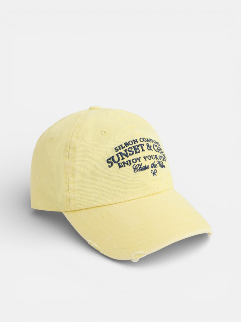 Yellow sunset denim cap
