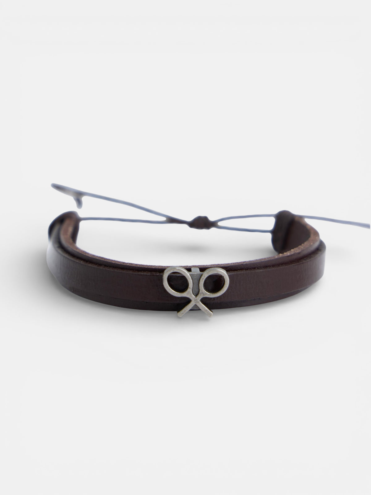 Pulsera raqueta cabos piel marron