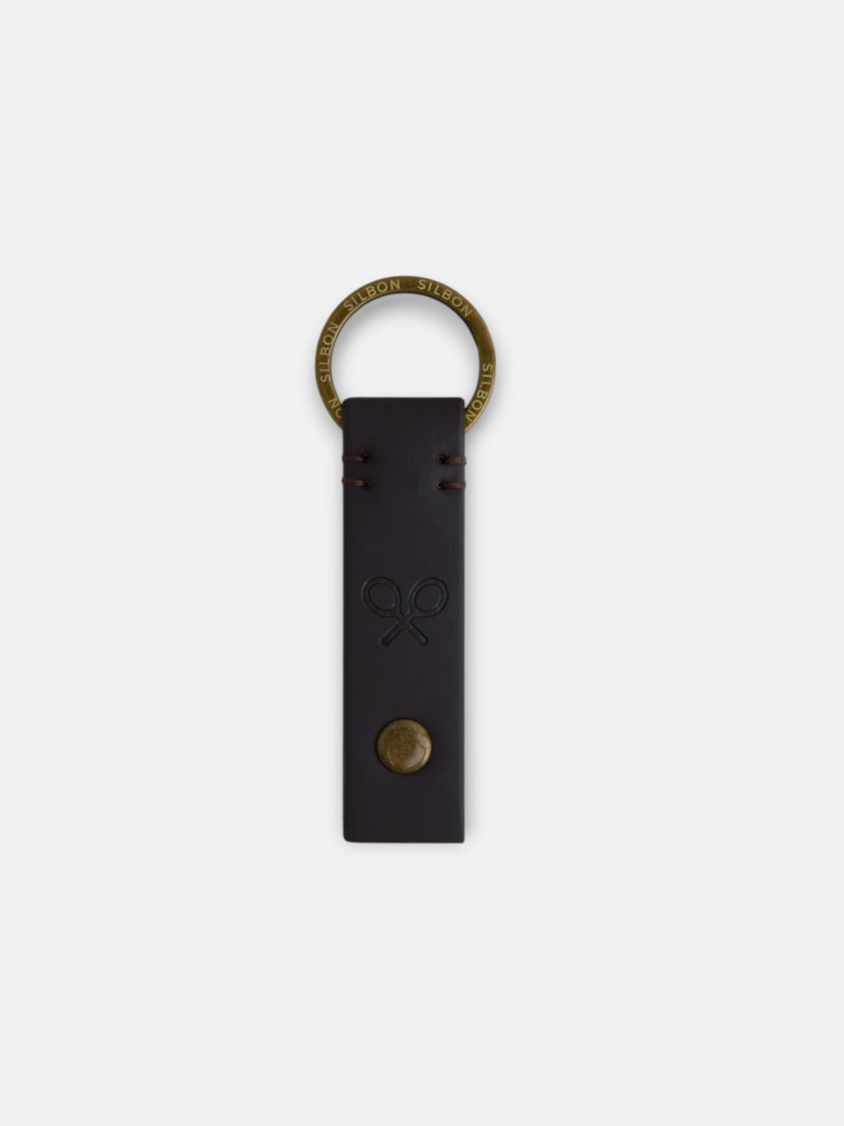 Brown engraved racket keychain