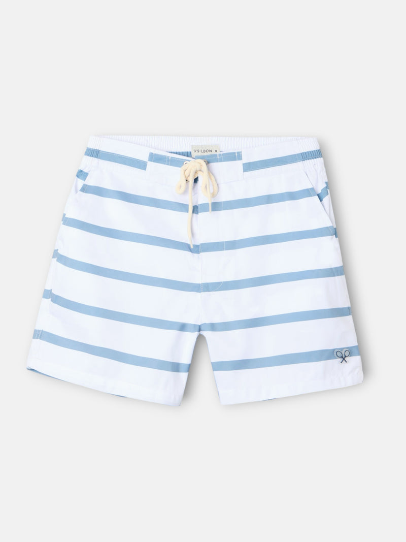 Fato de banho surfista riscas horizontais branco