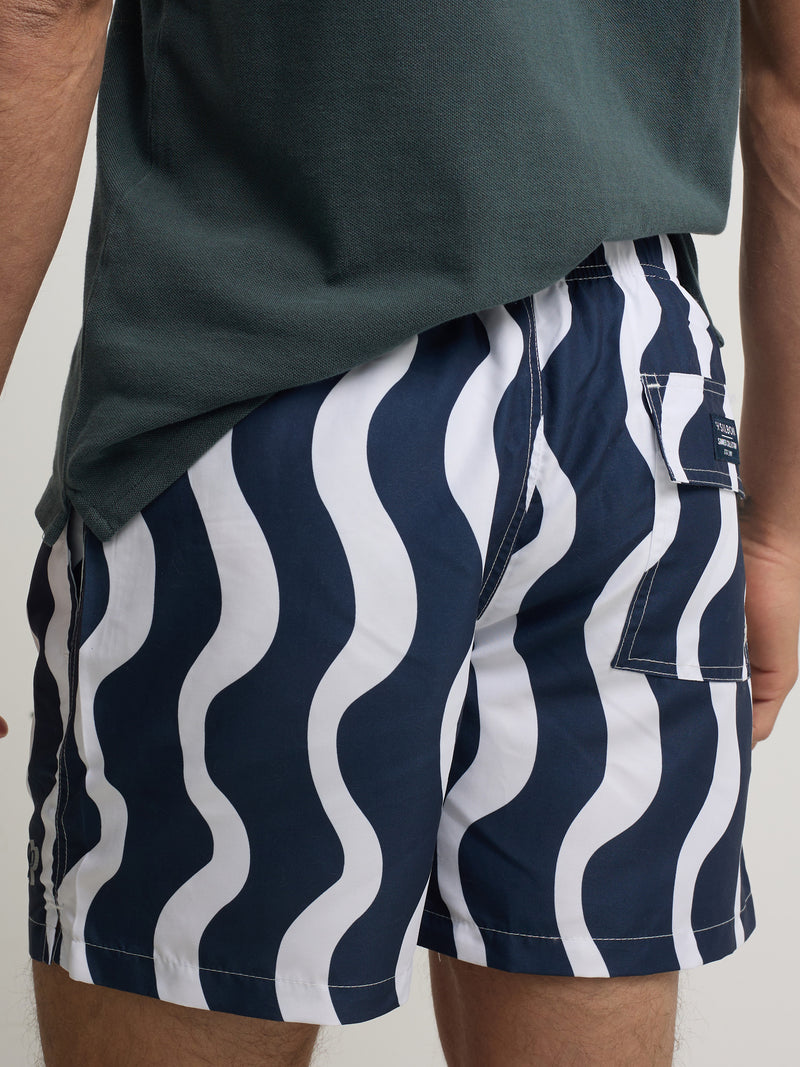 Maillot de bain bicolore bleu vagues
